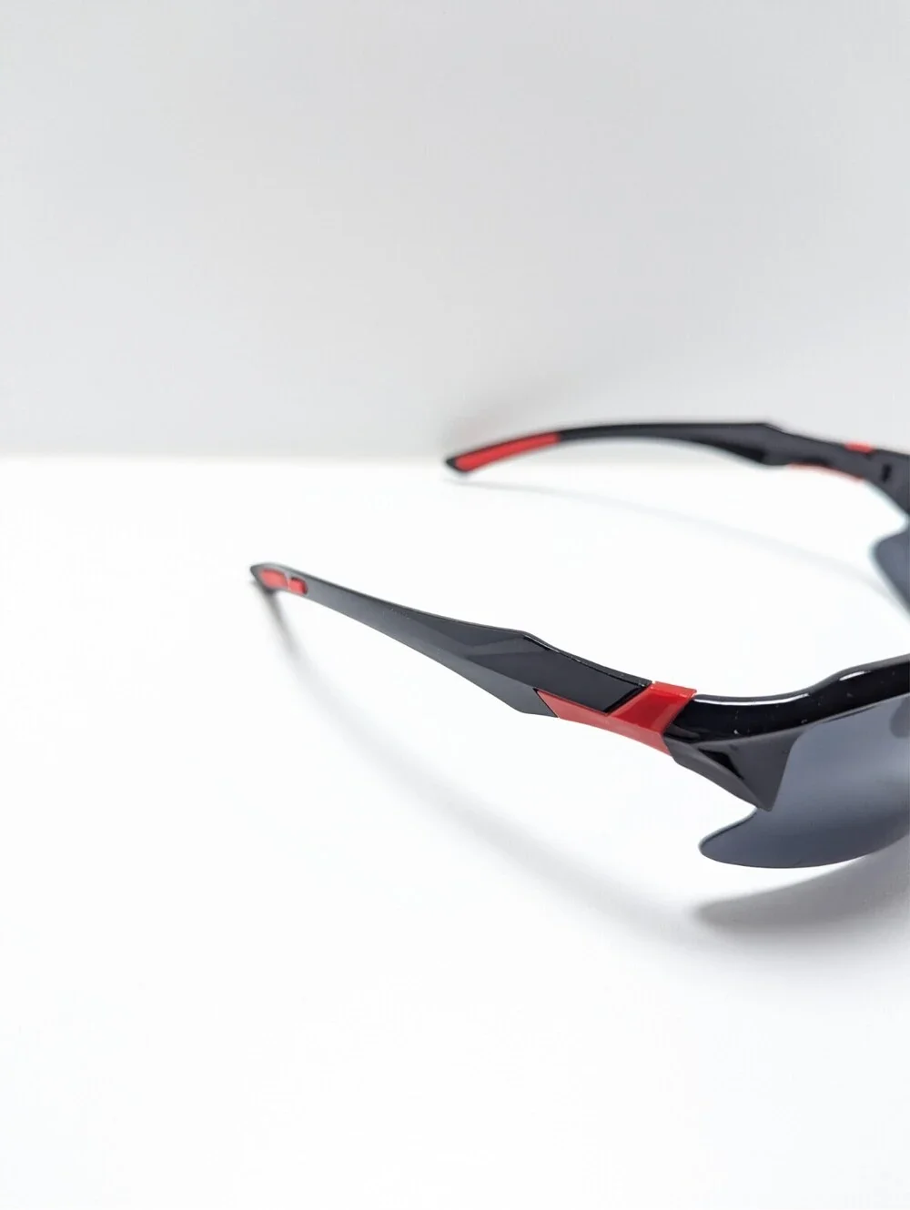 Athletic Shield Gray Lens Black Semi Rimless Wraparound Men's Sport Sunglasses